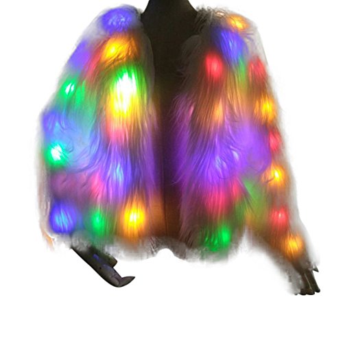 Preisvergleich Produktbild Elegante Pelzjacke Damen Kunstpelzjacke GefüHrt Leuchtende Jacke Pelzmantel Mit Blitzlichteffekt Led PlüSchjacke Party Mantel Flash-Mantel KostüM Winter Warm Fur Kunstfell Jacke