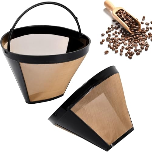 SHSHbuy 2PCS Filtre Café Permanent Filtre,Inoxydable Filtres à Style Cône Numéro 4,100 Mailles Filtre à Café Réutilisable pour la Filtration du Café et du Thé