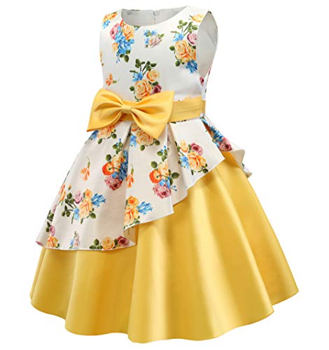 CMMCHAAH 2-9 Years Flower Girls Dresses Toddler Floral Print Dress2