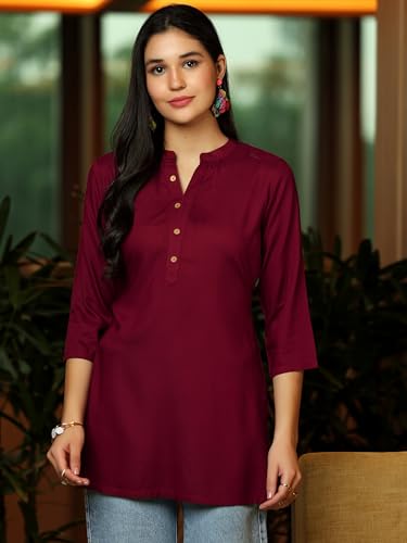 Image of Libas Womens Solid Viscose Straight Kurti for Women Suit