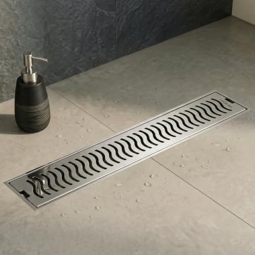 Image of ARQUIN Floor Drainer 24x4 Inch Shower Drain Channel 304 Grade Stainless Steel Bathroom Floor Drainer Water Drain Channel for Bathroom with Cockroach Trap (1mm Thickness)