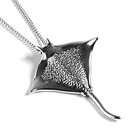 TRENDSETTER: Reminiscently contemporary, this stunning stingray necklace showcases tremendous amount of silver detailing on its back and the ray's famous diamnond shape and pointed fins. It is complete with an 18" 925 sterling silver chain. FINE MATE...