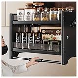 Herunterziehbarer Regal-Organizer, Herausziehbarer Gewürz-Organizer, Robuster Regal-Hebekorb, For Küchen-, Badezimmer- Und Haushaltsutensilien(Black,450mm Cabinet)