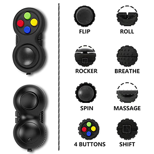 Mini Fidget Pad Buttons Controller Toys For Kid Adults With Anxiety And Autism (Black & Mix) #TOP2