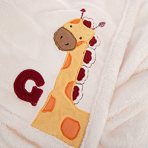 Image of Danica Super Soft Coral Fleece Baby Blanket, 40 inch X 30 inch Cozy, Comfortable & Warm (Ivory Giraffe)