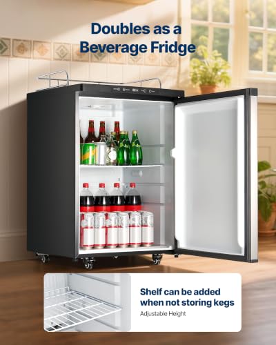 Image of VEVOR Beer Kegerator, Triple Tap Home Draft Beer Dispenser for Ball Lock