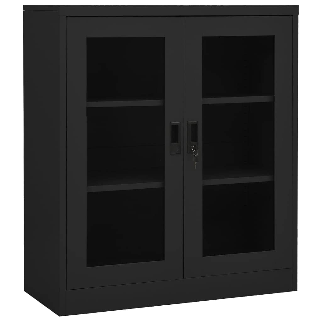 Armadio da ufficio, armadietto da ufficio, con serratura, armadietto in metallo, adatto per ufficio, archivio, scuola, gestione, antracite, 90 x 40 x 105 cm, acciaio