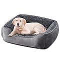 JOEJOY Dog Bed Extra Large - Washable Dog Bed Anti-Anxiety Dog Bed Soft Plush Dog Bed Rectangle Non-Slip Bottom Pet Bed - Small | Medium | Large Size Mattress Mat For Dog, Grey