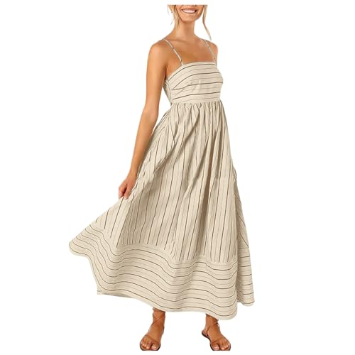 Robe longue haut de gamme à rayures coupe bohème flowy avec dos nu sensuel