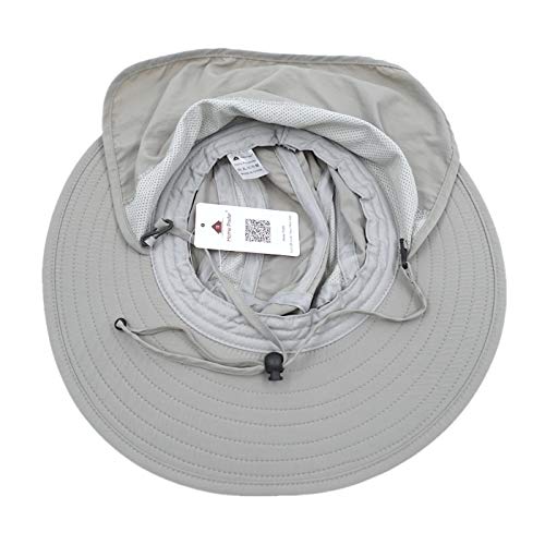 Home Prefer Mens Upf 50+ Sun Protection Cap Wide Brim Fishing Hat With Neck Flap (Light Gray) #TOP2