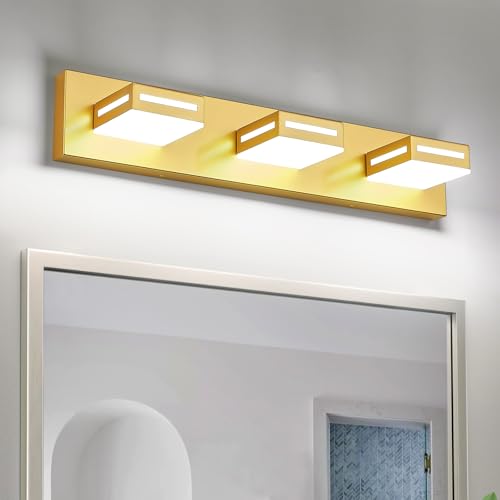 Image of LED Modern Bathroom Light Fixtures, 3-Light 24-Inch Gold Vanity Lights for Bathroom Lighting Fixtures Over Mirror, 6000K Cool White 350 Rotatable Wall Lamp