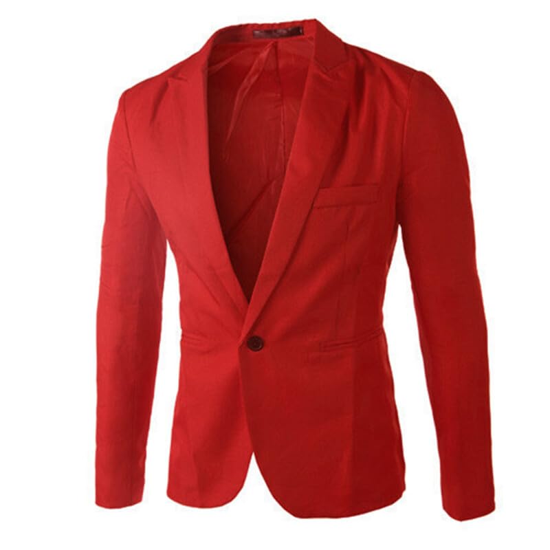 Manteau à un bouton coupe ajustée haut de gamme blazer rouge de mariage pour homme chic 2XL