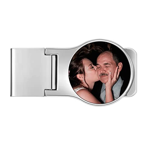 Piercingj Custom Photo Metal Cash Clip Personalized Picture Money Clip For Him Husband Father's Day Valentine's Day Round Photo #TOP29