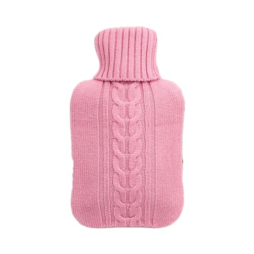 Bolsa de agua caliente rosa de 1l con funda textil para aliviar dolores musculares de forma segura