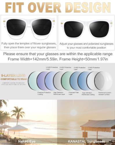 Image of KANASTAL Over Glasses Sunglasses Square Fit Over Polarized Sunglasses UV400