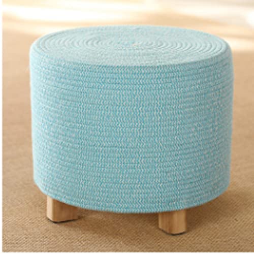 Repose-Pieds Rond en Fil de Coton Bleu Lac 30x31 cm - 2