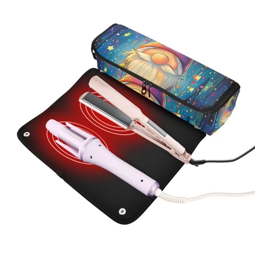 Estuche de viaje 2 en 1 para rizador con base resistente al calor y organizador para herramientas de cabello como planchas y secadora miniatura 2