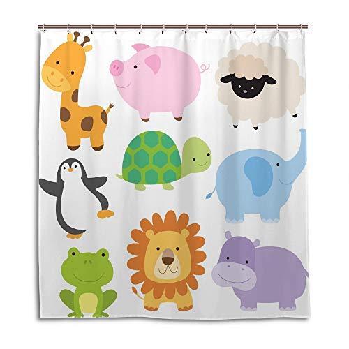 Rideau de douche mignon animal CHEHONG lavable en polyester - 2