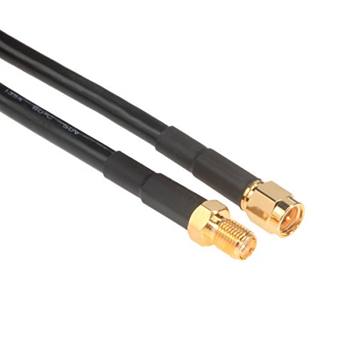Amphenol CO-058SMAX200-007.5 Black RG58 SMA Coaxial Cable Assembly, 50 Ohm, Male to Male, 7.5 