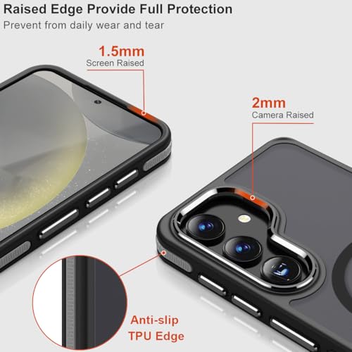 Image of MALEWOLF Case for Samsung Galaxy S25 Plus /S25+ Compatible with Magsafe, [Non-Slip TPU Edge]&[Camera Frame Protection] for S25 Plus Phone Case, Slim Translucent Matte Galaxy S25+ Cover (Black /Grey)
