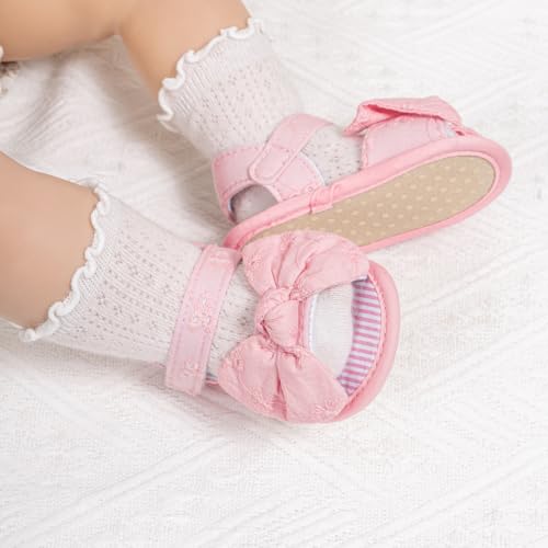 Miamooi Infant Baby Girls Boys Sandals Summer Bowknot Crib Shoes Toddler Pu Leather Flower Soft Rubber Sole Dress Flats First Walker Shoes3