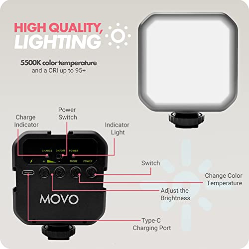 Image of Movo Content Creator Video Kit with VXR10 Shotgun Condenser Video Microphone and Mini LED Video Light - Compact Mic and Light for Cameras and Smartphone Video