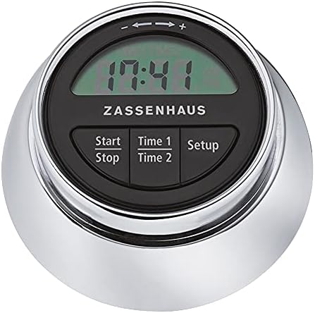 Zassenhaus Magnetic Retro Digital Kitchen Timer, 2.75-Inch, Silver
