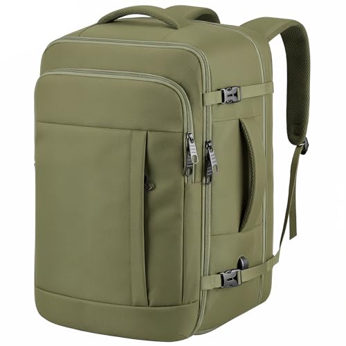 Image of Gieury Travel Backpack, Extra Large 55L Laptop Backpack for Men Women, Expandable Carry On Backpack For Airplanes, Travel Essentials Luggage Suitcase Daypack Travel Gift Weekender Bag, Army Green