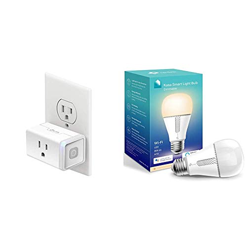 Kasa Smart Plug by TP-Link & Smart Light Bulb, LED Smart WiFi Alexa Bulbs works with Alexa and Google Home,A19 Dimmable,2.4Ghz, 800LM Soft White(2700K), 10W(60W Equivalent)(KL110)