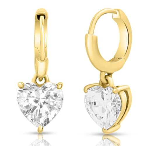 Image of ZAVYA 925 Sterling Silver Cubic Zirconia Solitaire Gold Plating Drop Earrings | | Gift for Women and Girls | With Certificate of Authenticity and 925 Hallmark