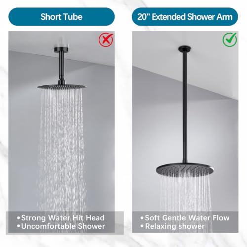 Anpean 20 Inch Matte Black Ceiling Mounted Shower Arm for Rain Shower Head by Anpean - Used condition - Image 4