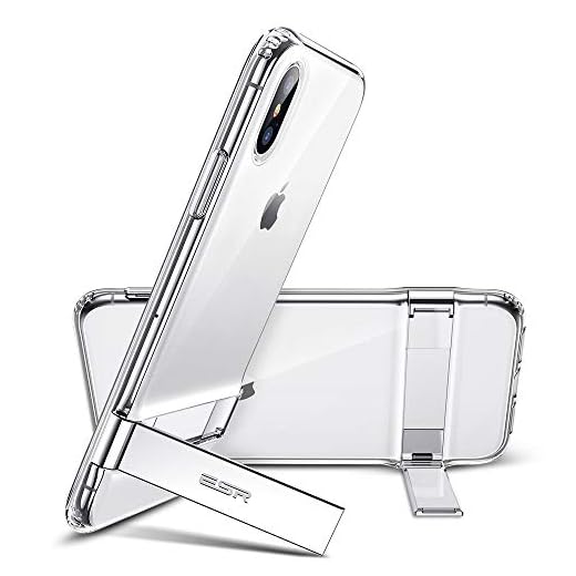 ESR Metal Kickstand Case for iPhone Xs/X, [Vertical and Horizontal Stand] [Reinforced Drop Protection] Flexible TPU for iPhone Xs/X, Jelly Clear
