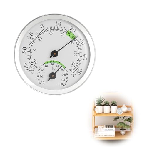 TLDBATICE Hygrometer Analog Thermometer Analog Thermo Hygrometer Raumthermometer Luftfeuchtigkeitsmesser Innen Mini Klima Messgerät 58mm für Wohnzimmer Büro Gewächshaus