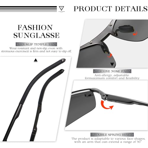 SIPLION Foxdon Polarized Sunglasses for Men - Aerospace Metal Frame Square Driving Sun glasses4