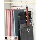 MORALVE Pants Hangers Space Saving - 2 Pack European Beechwood Scarf Hangers - Closet Organizer Jean Hangers - Scarf Holder Closet Space Saving Hangers - Pant Rack Leggings Hanger Space Saver