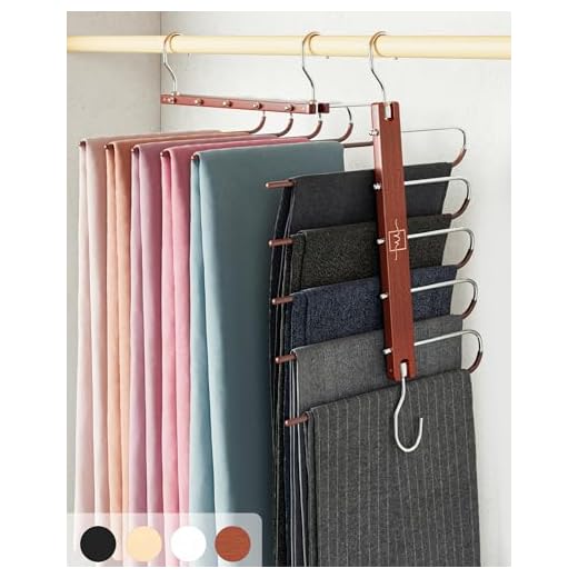 MORALVE Pants Hangers Space Saving - 2 Pack European Beechwood Scarf Hangers - Closet Organizer Jean Hangers - Scarf Holder Closet Space Saving Hangers - Pant Rack Leggings Hanger Space Saver