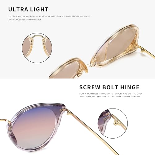 SUNGAIT Oversized Vintage Polarized Cat Eye Sunglasses for Women UV4004
