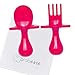 grabease First Training Self Feed Baby Utensils - Anti-Choke, BPA-Free Baby Spoon and Fork Toddler Utensils with Pouch Set - Toddler Silverware for Baby Led Weaning Ages 6 Months+, Pink