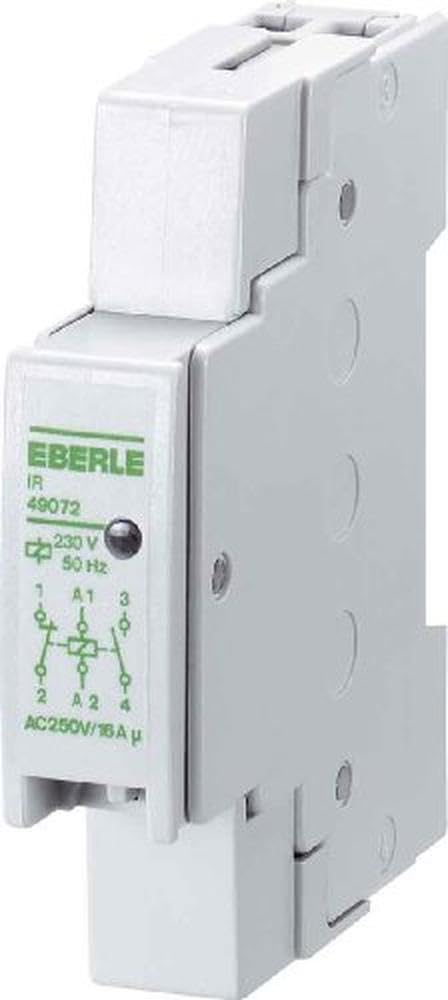 Eberle Controls 049072140000 Installationsrelais IR 490 72 (1 Kontakt als Schließer, plombierbar, elektromeschanisch, Montage auf Tragschiene, 17,8 x 90 x 60 mm, Weiß)