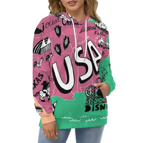 Sweats à capuche carte d'époque pull à manches longues pour soirées d'automne