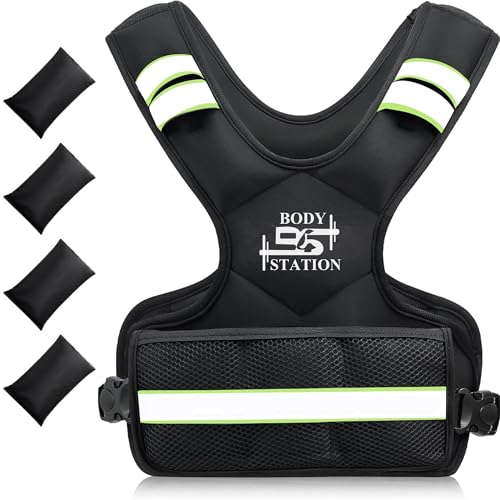 Bodystation Neoprene Adjustable Weighted Vest for Men & Women – Durable & Comfortable Workout Vest for Fitness, Running, CrossFit, Strength Training & Cardio – Heavy-Duty Design for Home & Gym Use