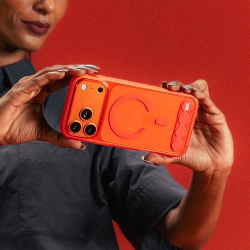 Image of DailyObjects iPhone 17 Pro Max Stack Clear Classic Case Cover | Compatible with MagSafe | Camera & Body Protection | Scratch Proof | Dual Hybrid Protection | Wireless Charging - Flamingo Orange