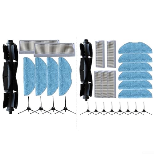 Vacuum Cleaner Replacement Parts Kit For Eureka Lvac Voice Nuo Dynaking R21 For LG R580HK R585HK With Main Brush Side Brushes HEPA Filters Microfiber Mop Cloths Set(B)