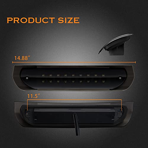 Image of Third 3rd Brake Light, LED High Mount Stop Light Replacement for 2002 2003 2004 2005 2006 2007 2008 Dodge Ram 1500, 2003-2009 Dodge Ram 2500 3500, Rear Center Cab Roof Tail Cargo Lamp