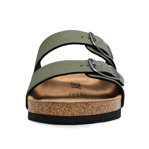 Image of FITORY Mens Sandals, Arch Support Slides with Adjustable Buckle Straps and Cork Footbed Size 7-14.5