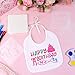 FIONUPI 55 Pcs Baby Bibs Decorating Kit Includes 1 Wooden Pink Bow Baby Shower Game Sign 22 DIY White Bibs 22 Bow Stencils 10 Colorful Markers Supplies for Shower Games