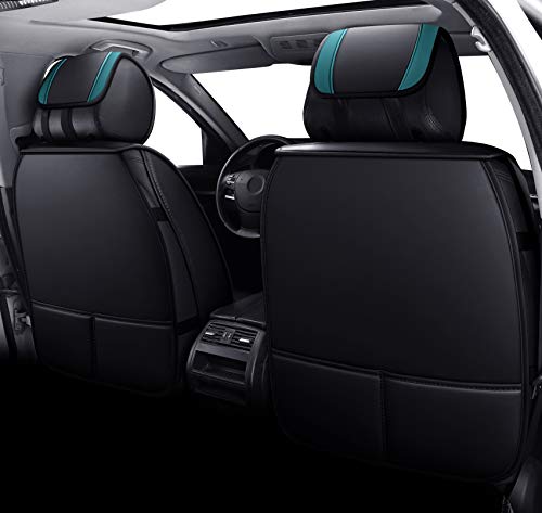Aierxuan Car Seat Covers Full Set Leather Waterproof Cushion Universal For Nissan Altima Rogue Equinox Crv Camry 4Runner Civic Highlander Corolla Cruze Ranger Sentra (Full Set, Black-Green) #TOP1