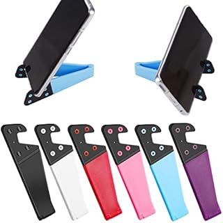 Yafe 6 Pcs Foldable Cell Phone Stand, Colorful Portable Pocket Mobile Phone Tablet Travel Mount Desk V Shaped Universal Foldable Vertical and Horizontal Holder for Tablet and Smartphones