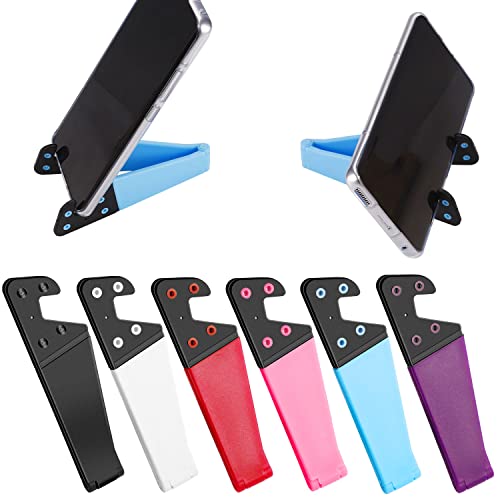 Yafe 6 Pcs Foldable Cell Phone Stand, Colorful Portable Pocket Mobile Phone Tablet Travel Mount Desk V Shaped Universal Foldable Vertical and Horizontal Holder for Tablet and Smartphones