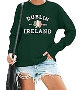 FAYALEQ St Patrick’s Day Sweatshirt Women Shamrock Lucky Shirt Irish Clover Festival Tee Holiday ...